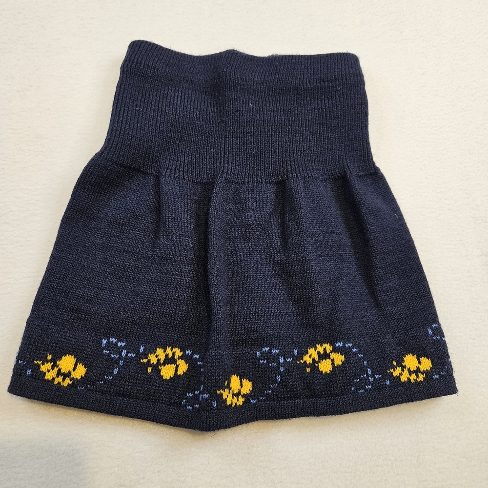 Vintage Winnie The Pooh Navy Blue Floral Knit Skirt Girls M‎ 6/7